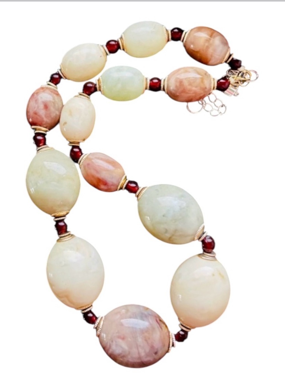 🔴Vintage Large Light Brown and Cream Bead Retro Necklace